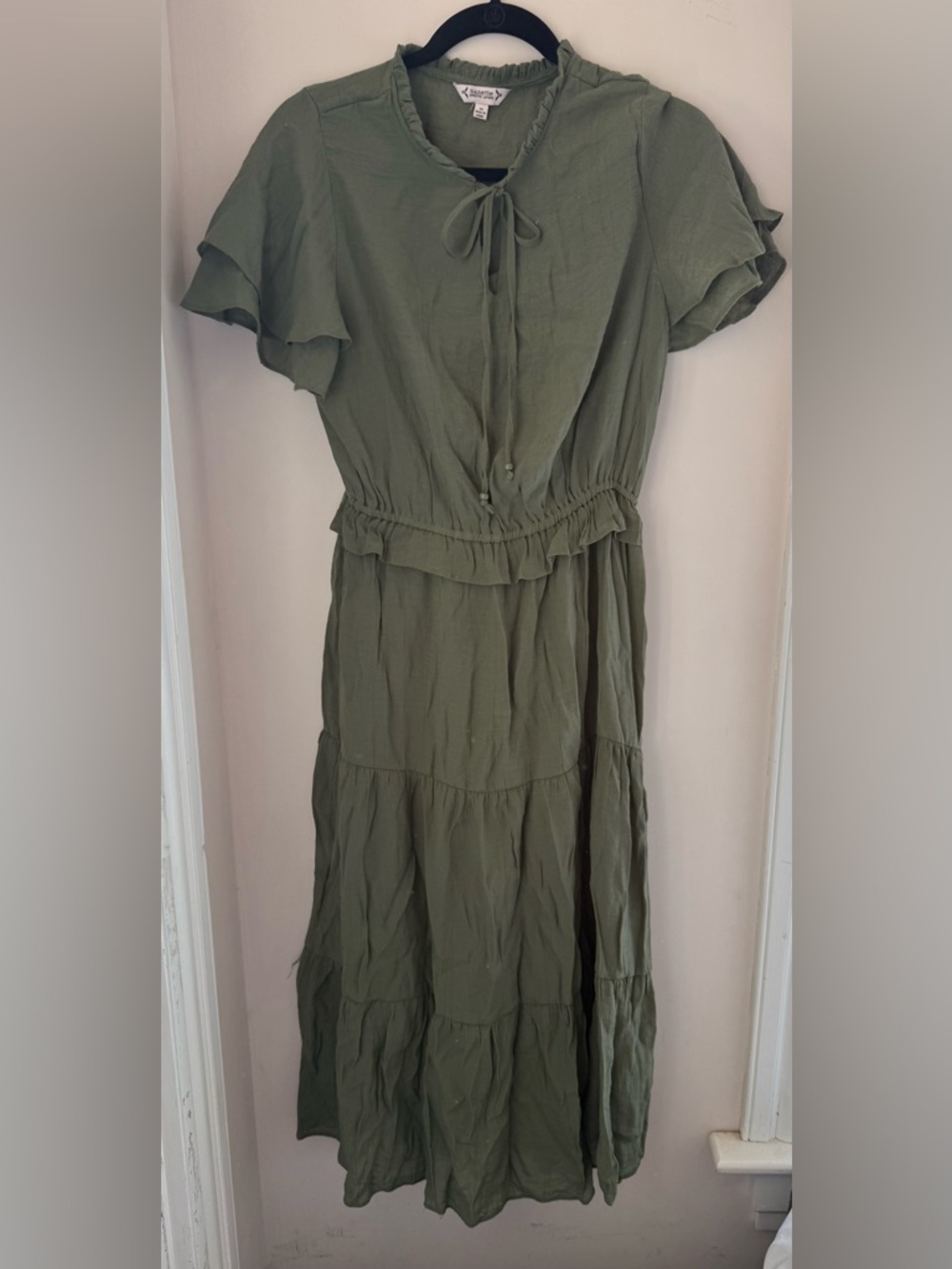 Nanette Lepore Flowy Tiered Maxi Dress With Slip Dress liner. Size 10 NWT Sage